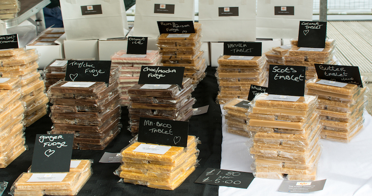 Chocolate Brownies and Scottish Tablet on an Edinburgh Food Stall