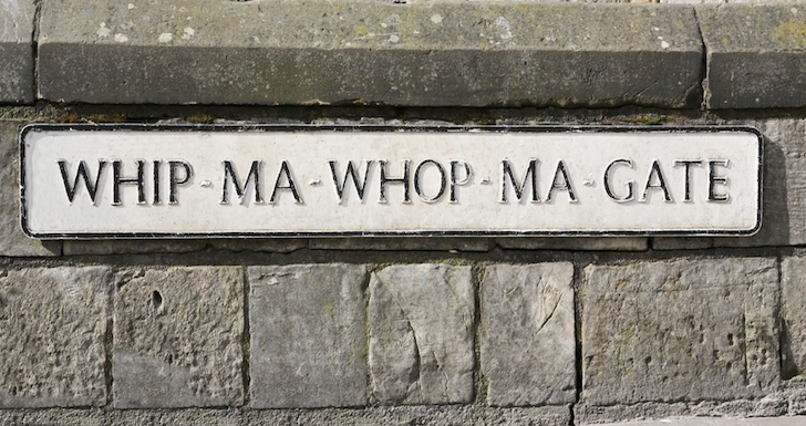 Sign saying 'Whip-ma-whop-ma-gate' spotted on York Chocolate Trail