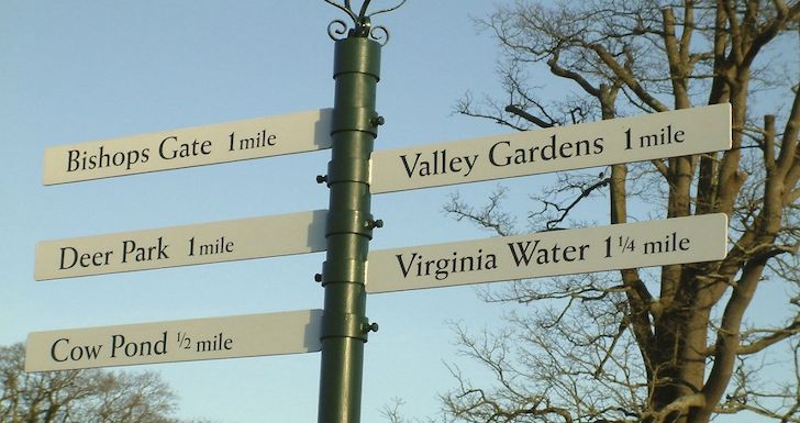 Sign post for Windsor Great Park Walks 