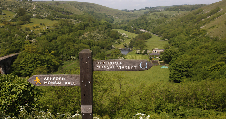 Magnificent Views and signpost Monsal Trail 