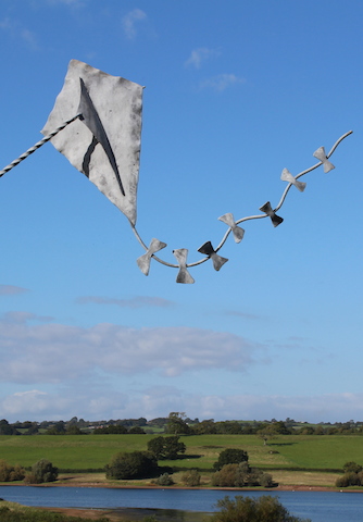 Kite sculpture over Blagdon Lake