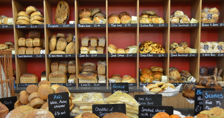 Artisan bread on display at Ludlow Food Centre Shropshire