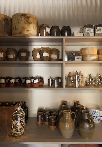 Spices in spice cupboard at the Royal Kitchens at Kew