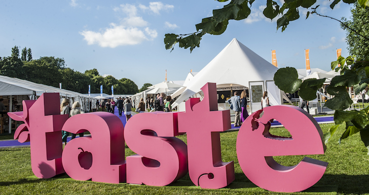 Taste of London pink sign in Regents Park