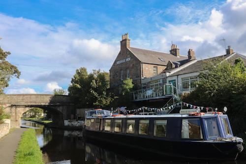 The Bridge Inn Ratho with canal barge