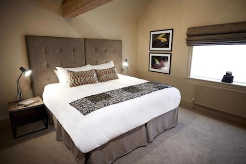 Stylish double bedroom at The Tickled Trout in West Farleigh in Kent