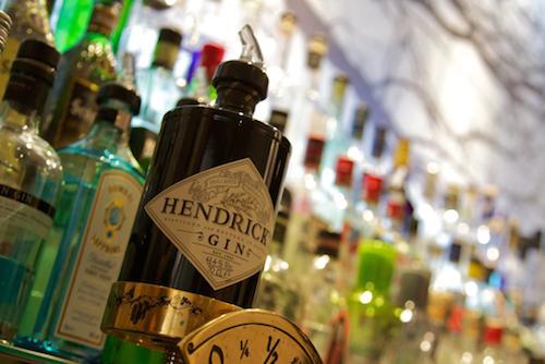 Bottle of Hendricks gin in the Feathers Hotel Bar