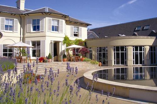 Vineyard hotel and spa with lavender in the foreground