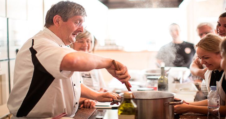 Giancarlo Caldesi taking an Italian cooking class La Cucina Caldesi
