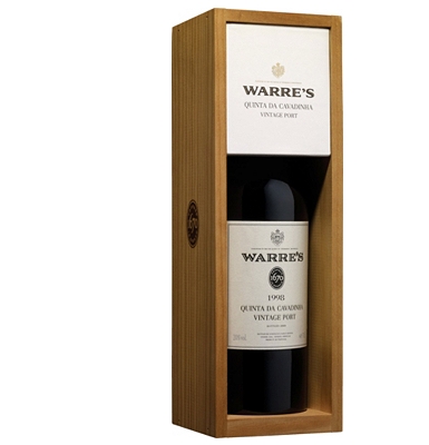 Bottle of Warre's Quinta da Cavadinha Port presented in wooden box