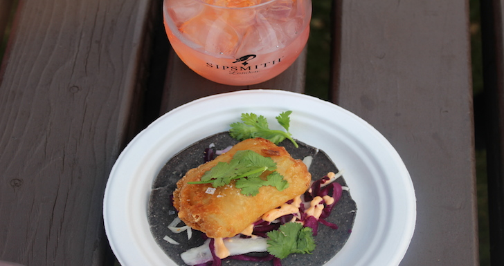 Fish Taco from Corazon with Sipsmith Negroni