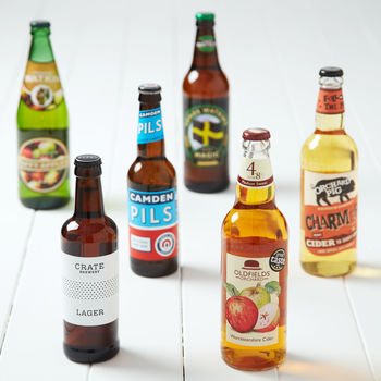 Bottles of cider and lager