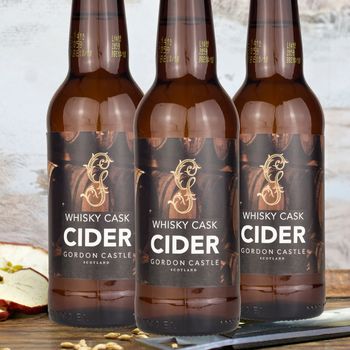 Three bottles of Whisky Cask cider from Gordon Castle Scotland