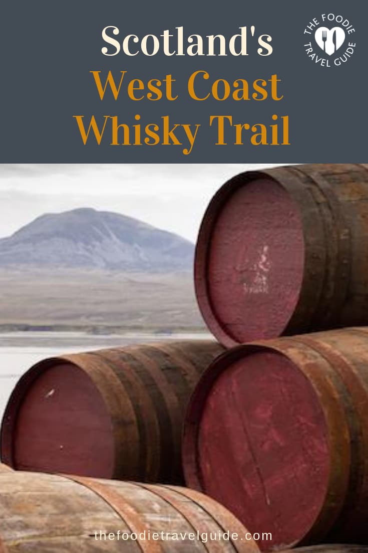 Whisky barrels on the West Coast whisky trail Scotland
